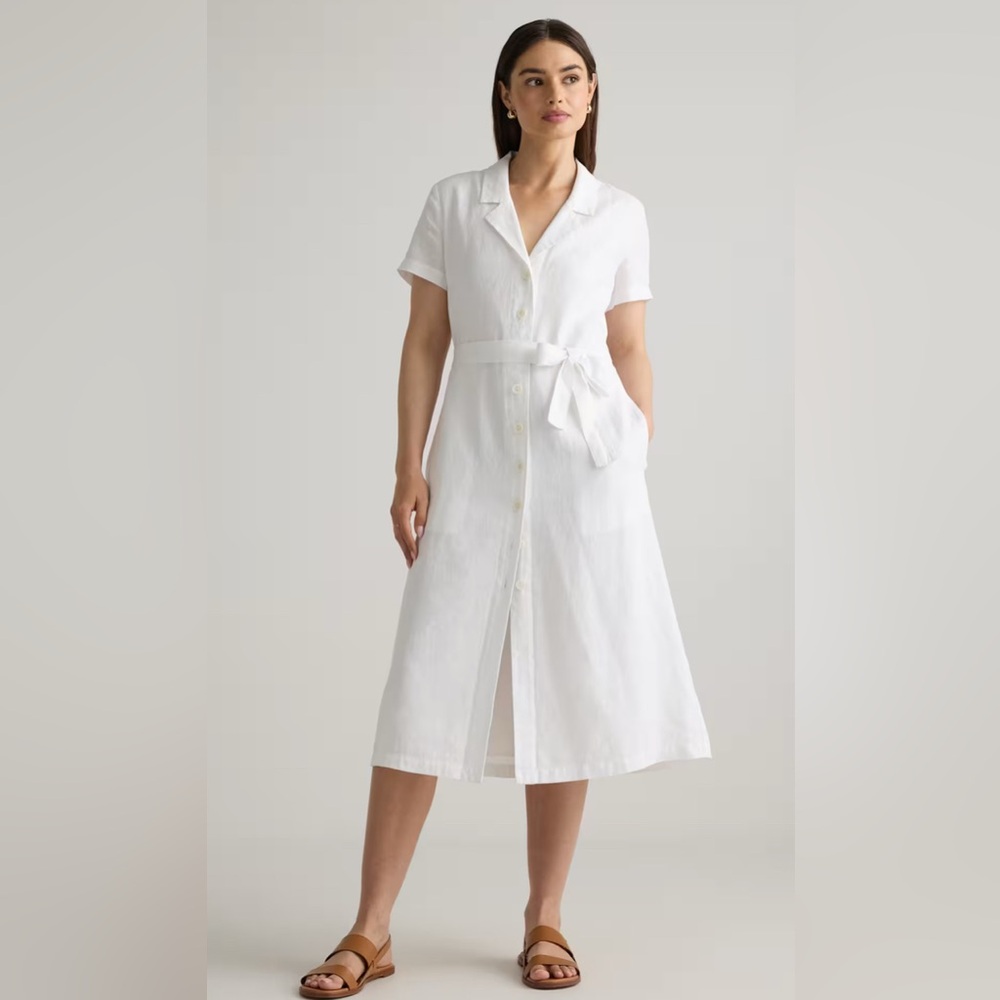 Quince 100% European Linen Button Front Dress (missing belt)